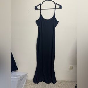 Black Slip Maxi Dress with Spaghetti Straps